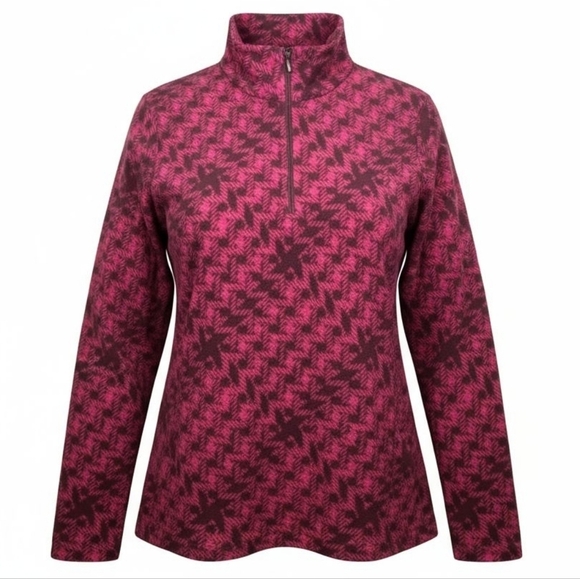 Columbia Tops - Columbia Women’s Quarter Zip Fleece Pullover Pink Maroon Print Size L